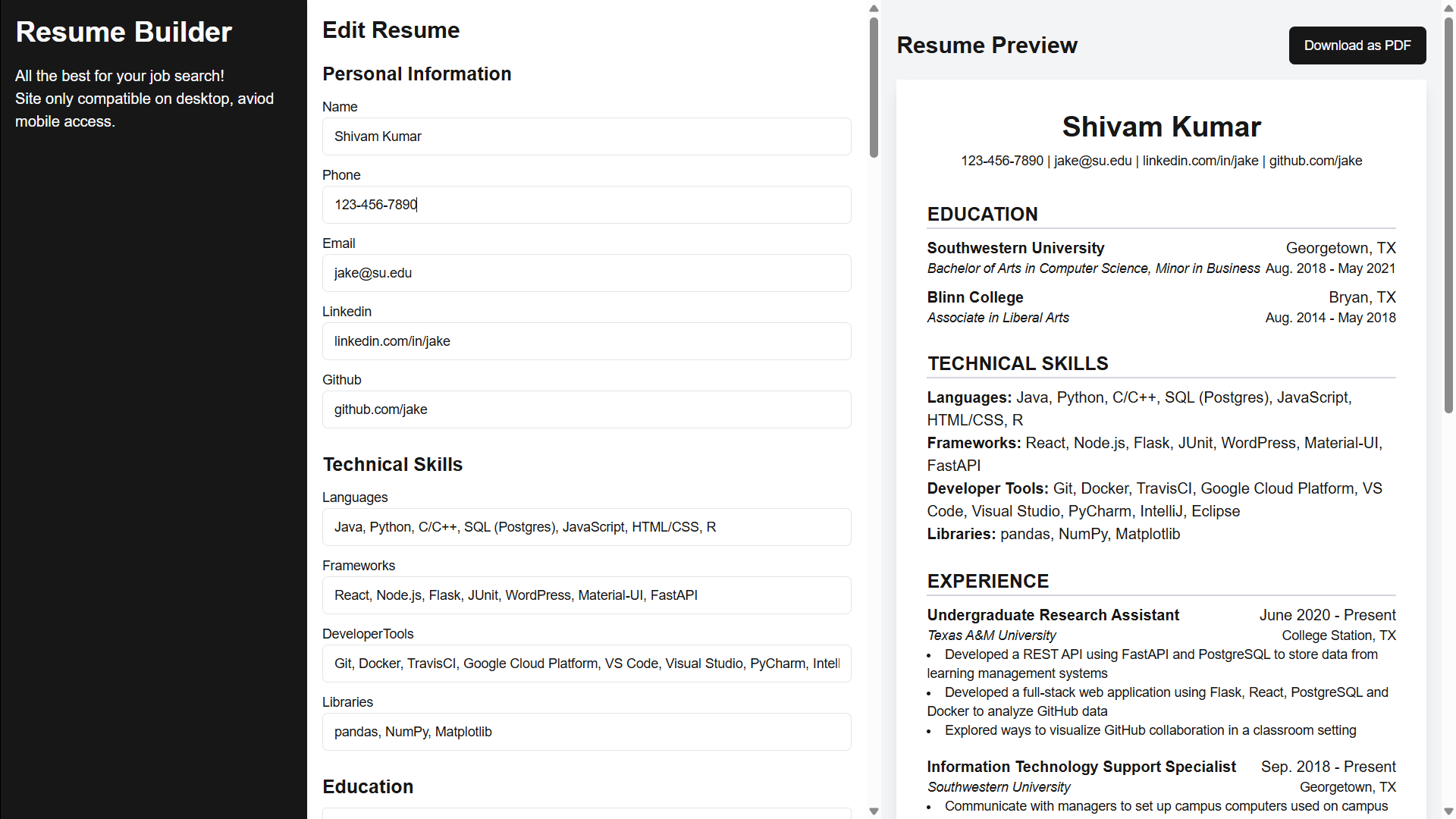Resume Builder